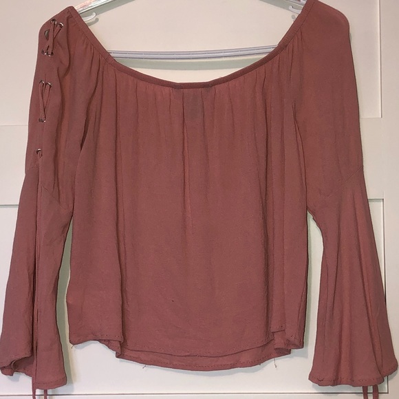 Bell sleeve with lace detail off the shoulder top - Picture 2 of 4